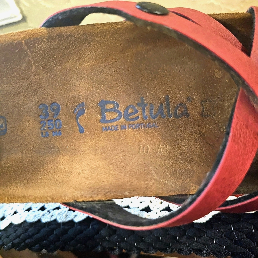 Birkenstock Betula Vinja Red Soft Cork Footbed Leather Strappy Sandals Shoes 39 - Picture 15 of 16